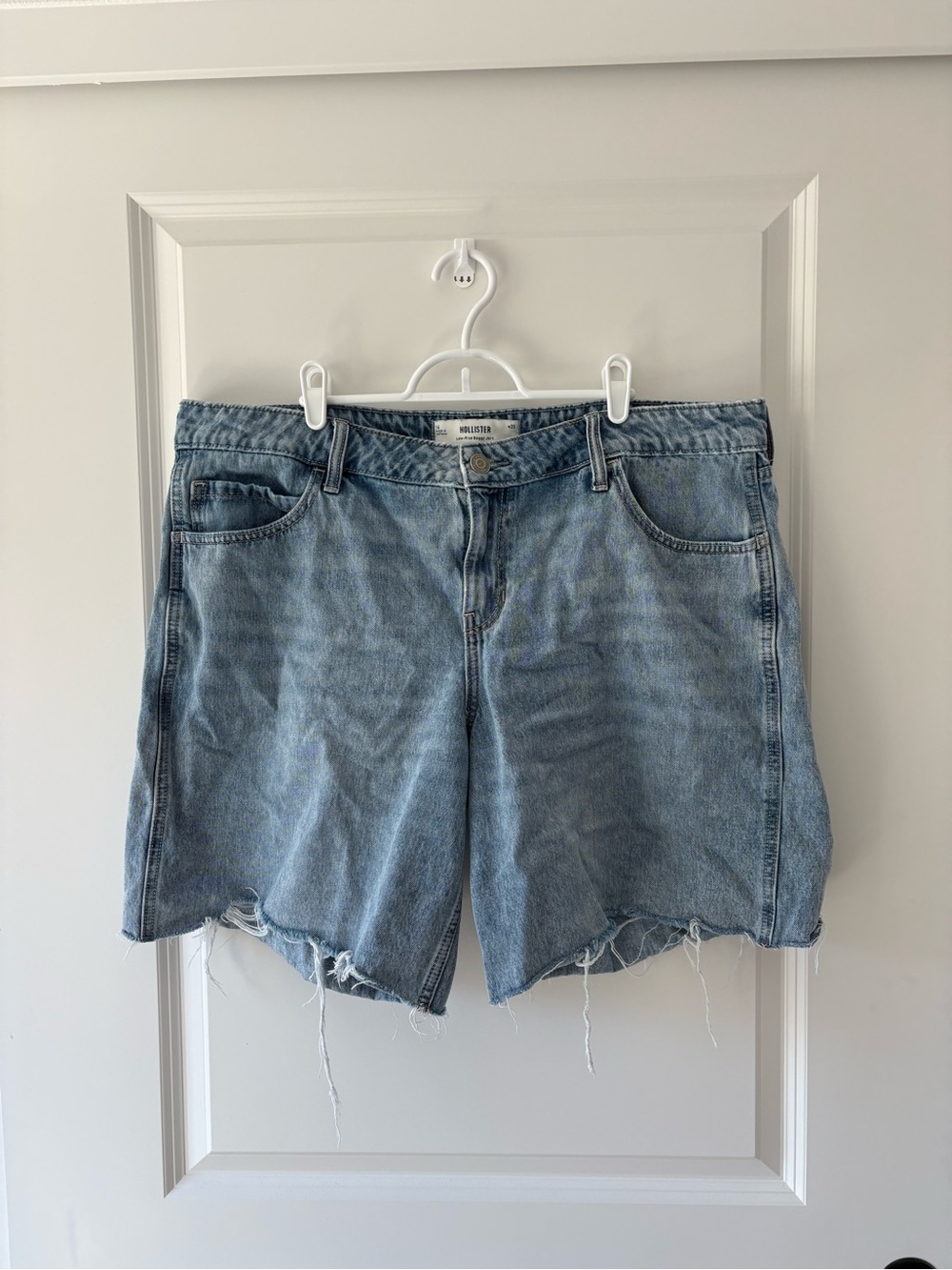 Hollister Light Blue Frayed Hem Denim Shorts